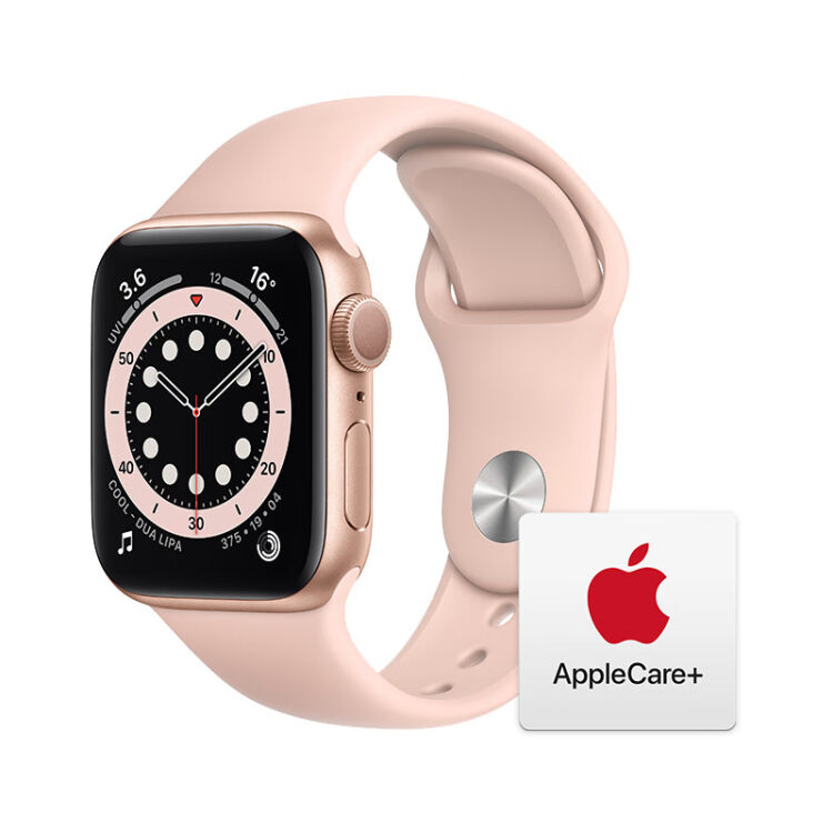 Apple Watch Series 6智能手表GPS款40毫米金色铝金属表壳粉砂色运动型