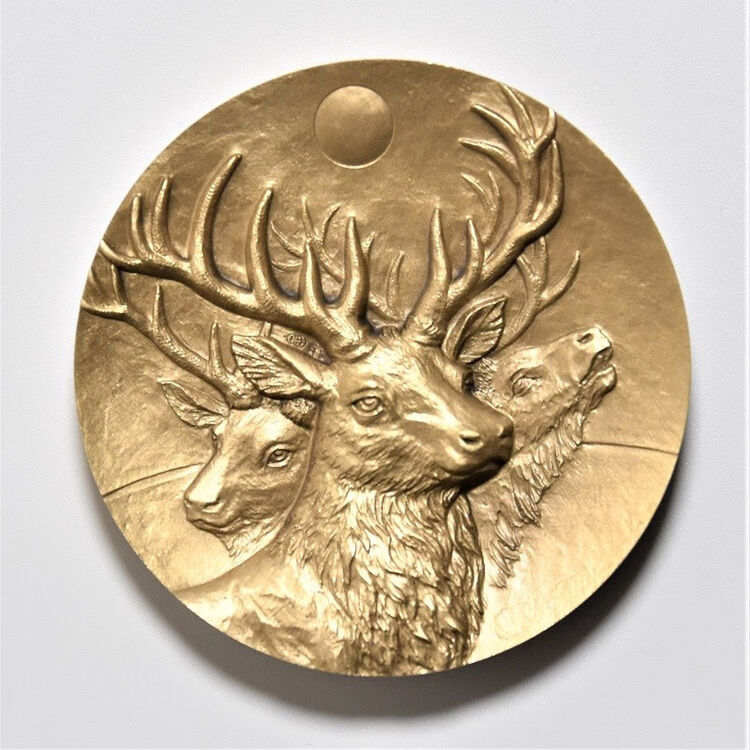 汀宝邮币 沈阳造币有限公司-动物系列60mm大铜章 鹿图腾60mm【图片
