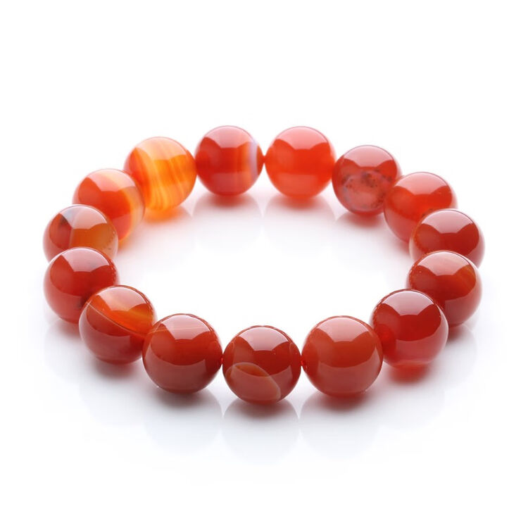 灵气水晶 天然红玛瑙手链红缠丝玛瑙红蚕石女款手链送珠宝鉴定证书
