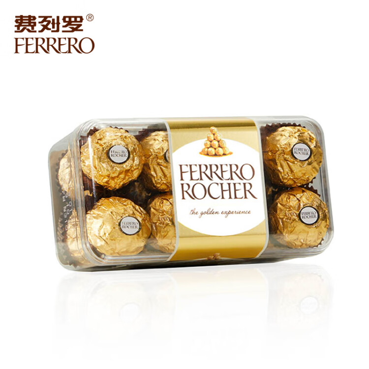 费列罗（FERRERO）榛果威化糖果巧克力制品16粒礼盒装200g 喜糖零食520送礼 光明服务菜管家商品 