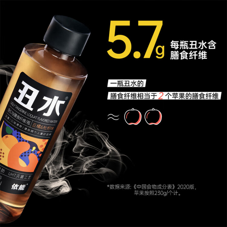 依能 丑水 丑橘枇杷味飲料無糖0脂含膳食纖維UHT滅菌380ml*12瓶整箱裝 菜管家商品