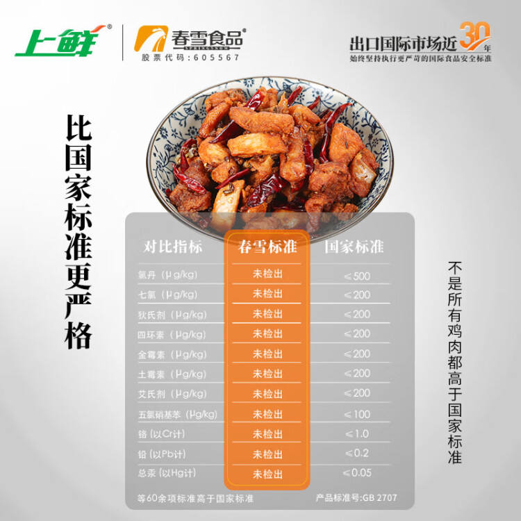 上鲜 日系辣子鸡块 1kg 熟冻 出口级 麻辣鸡块麻辣鸡腿肉清真食品 光明服务菜管家商品