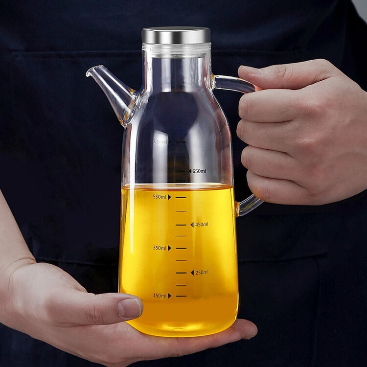 onlycook北欧加厚高硼硅玻璃油壶防漏油瓶带刻度家用厨房装油瓶酱油瓶