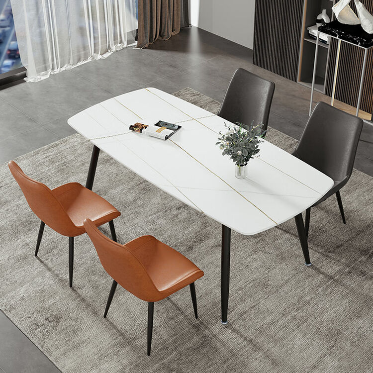 一桌四椅(劳伦白金)餐椅颜色款式下单留言 130*80cm岩板餐桌