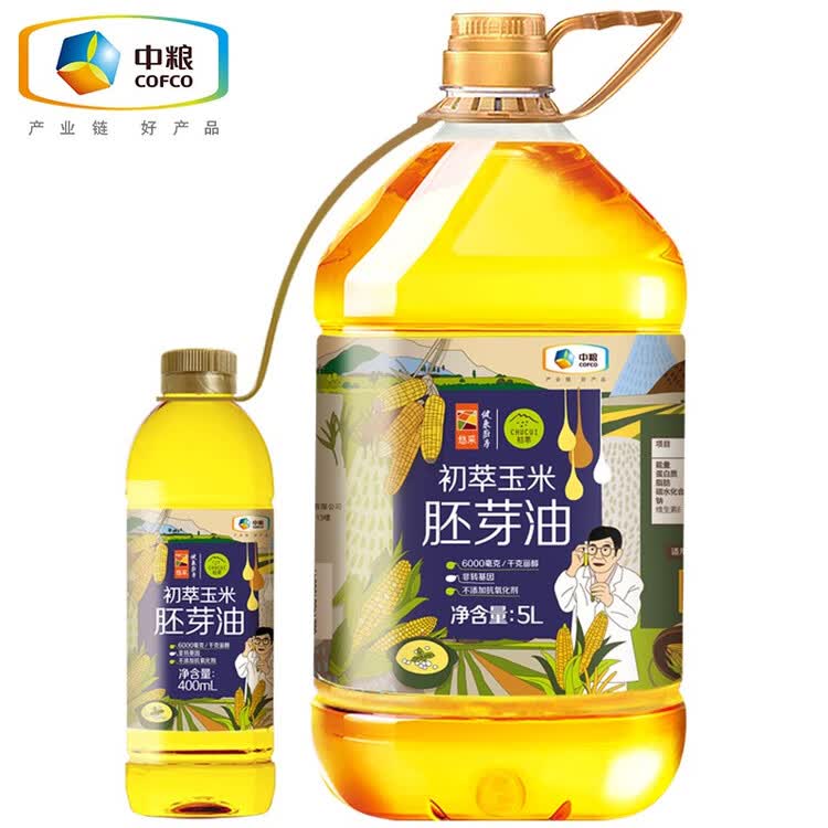 初萃 中粮玉米胚芽油5L+400mL 非转基因 食用油 一级 物理压榨 菜管家商品