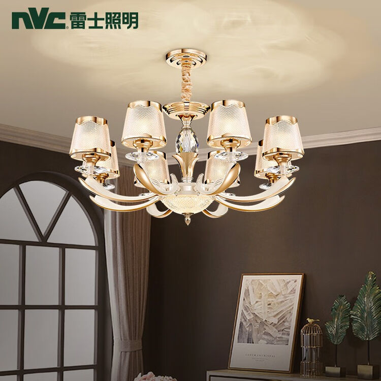 雷士(NVC) 吊灯 客厅水晶吊灯 轻奢欧式水晶吊灯 后现代美式吊灯 瓷白烤漆客厅灯餐厅灯 灯具灯饰 水晶年华 8头欧式水晶吊灯 【需另购 ...