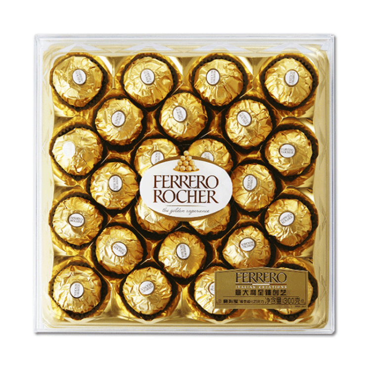 费列罗（FERRERO）榛果威化糖果巧克力制品 喜糖零食生日礼物女38节送礼 24粒装300g