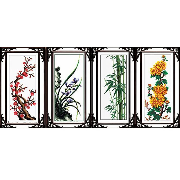 十字绣梅兰竹菊新款客厅小件梅花兰花四扇屏梅50 25cm 图片价格品牌评论 京东