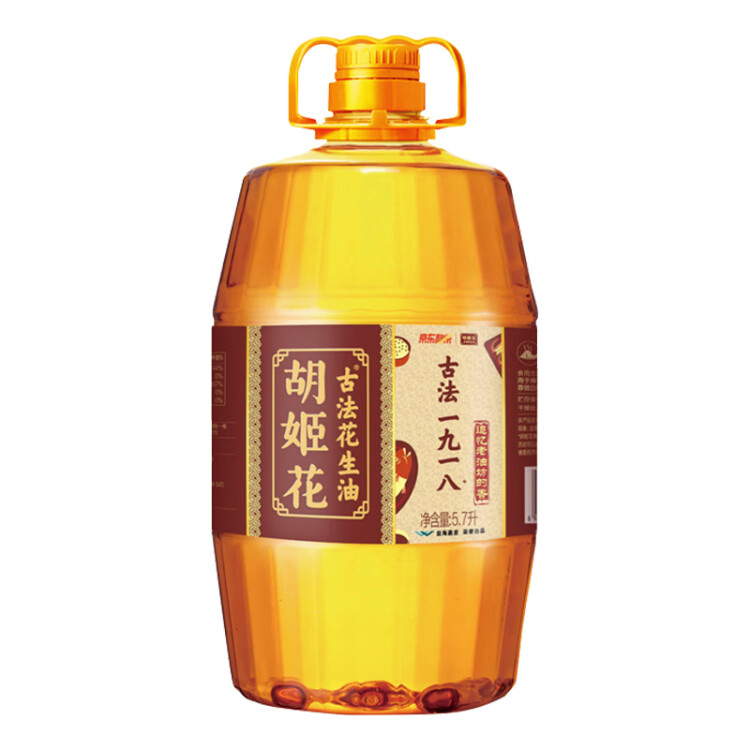 胡姬花 食用油 古法压榨一九一八花生油5.7L 菜管家商品