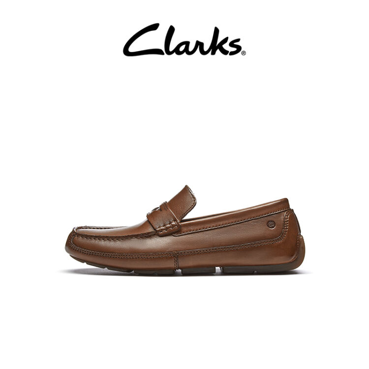 Clarks其乐科曼系列男士春季一脚蹬乐福鞋时尚舒适透气豆豆鞋深棕褐色 