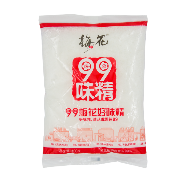 梅花99味精 玉米提煉99% 家庭裝提味增鮮調(diào)味料 100g/袋 梅花集團(tuán)出品 光明服務(wù)菜管家商品