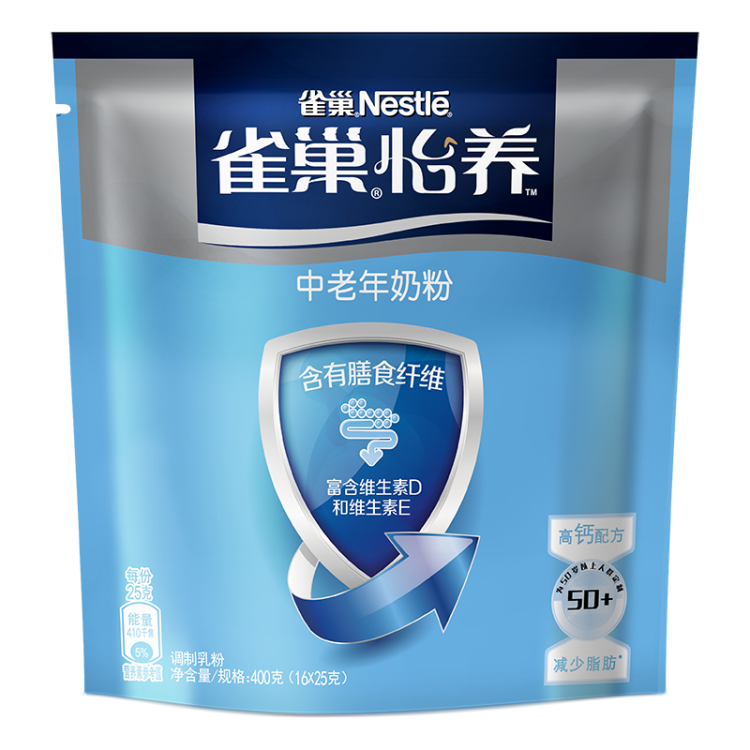 雀巢（Nestle）怡养中老年高钙奶粉独立包装400g成人奶粉膳食纤维 送礼送长辈 菜管家商品