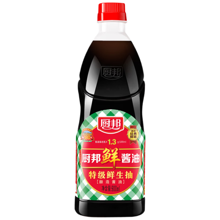 廚邦醬油 經(jīng)典系列 鮮生抽 醬油【特級(jí)醬油】900ml 高鮮醬油 調(diào)味品 菜管家商品