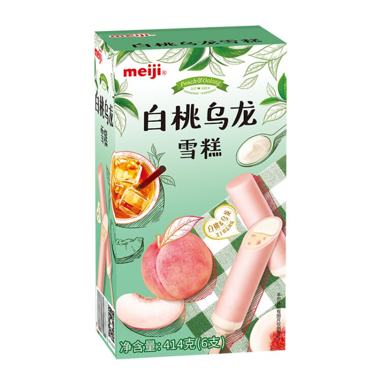 明治（meiji）白桃乌龙雪糕 69g*6支 彩盒装 冰淇淋 新旧配方随机发货