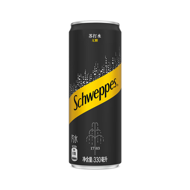 可口可乐（Coca-Cola）怡泉 Schweppes 无糖零卡 苏打水  汽水饮料 330ml*24罐 调酒 菜管家商品