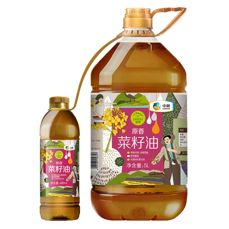 初萃【保真菜籽油】中粮原香菜籽油5L+400mL 低芥酸 非转基因食用油 菜管家商品