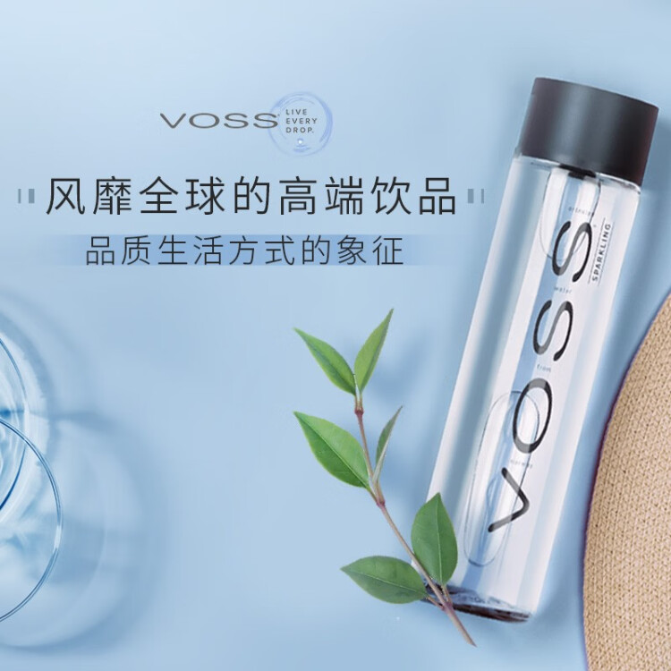 芙丝（VOSS）挪威原装进口 苏打水气泡水(含气) 375ml*24瓶(玻璃瓶) 聚会聚餐 光明服务菜管家商品