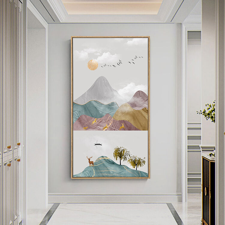 画竖版北欧客厅花卉风水寓意现代简约过道走廊玄关壁画 蒸蒸日上01 80