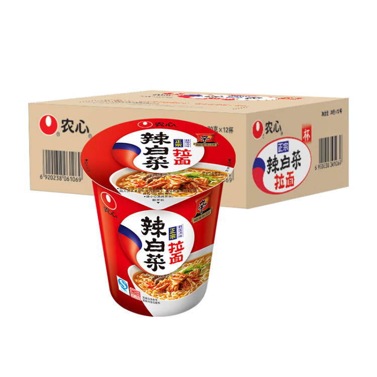 农心（NONGSHIM）辣白菜拉面杯面70g*12杯 整箱 光明服务菜管家商品