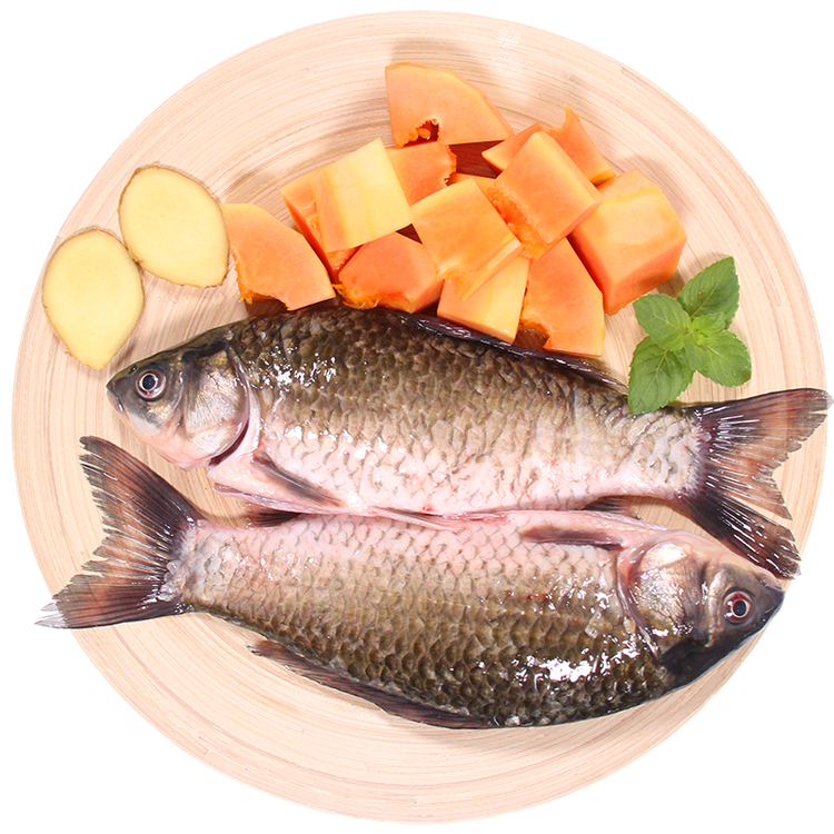 仙泉湖鲫鱼三去净膛500克23条配300g木瓜cnas认证轻食海鲜
