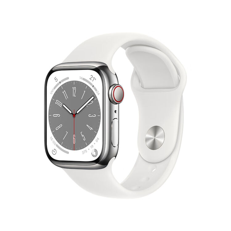 Apple【超值补贴】Watch Series 8 智能手表41mm 银色不锈钢表壳+白色 