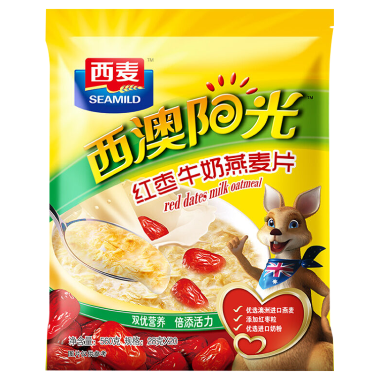 西麦燕麦片 冲饮谷物代餐粉营养早餐 红枣牛奶560g袋独立包装