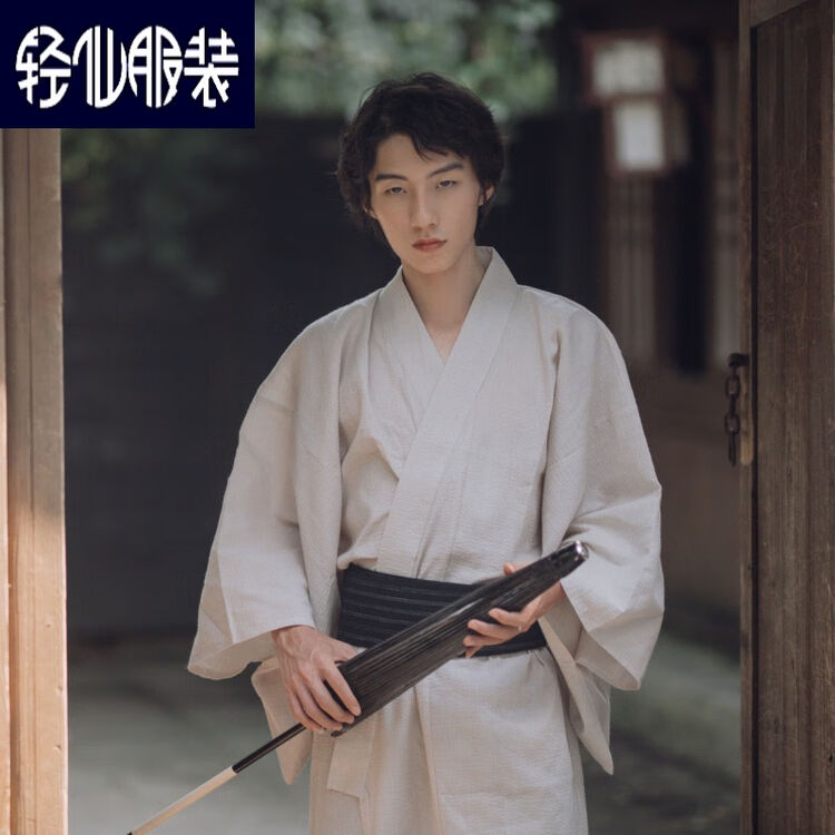 日本和服男传统男士传统和服浴衣日本正装樱花季古装长袍杏色纯黑套装杏色浴衣 黑色腰封m码 165 175cm 图片价格品牌评论 京东