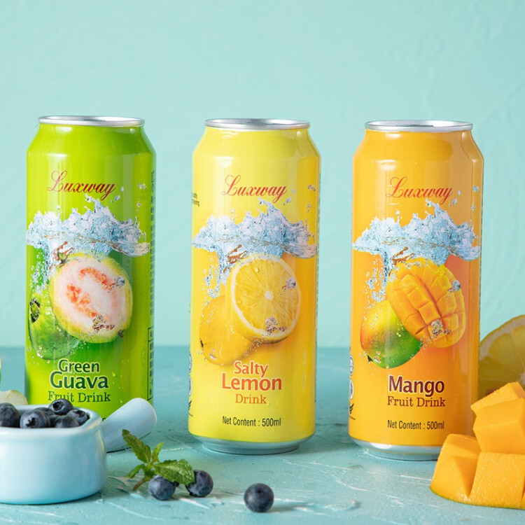 马来西亚进口 乐卡斯（Luxway） 咸味柠檬汁饮料 柠檬果汁 500ml*4（四罐装） 光明服务菜管家商品 