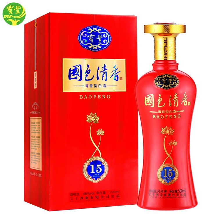 宝丰酒国色清香陈坛15年清香型白酒500ml46度单瓶