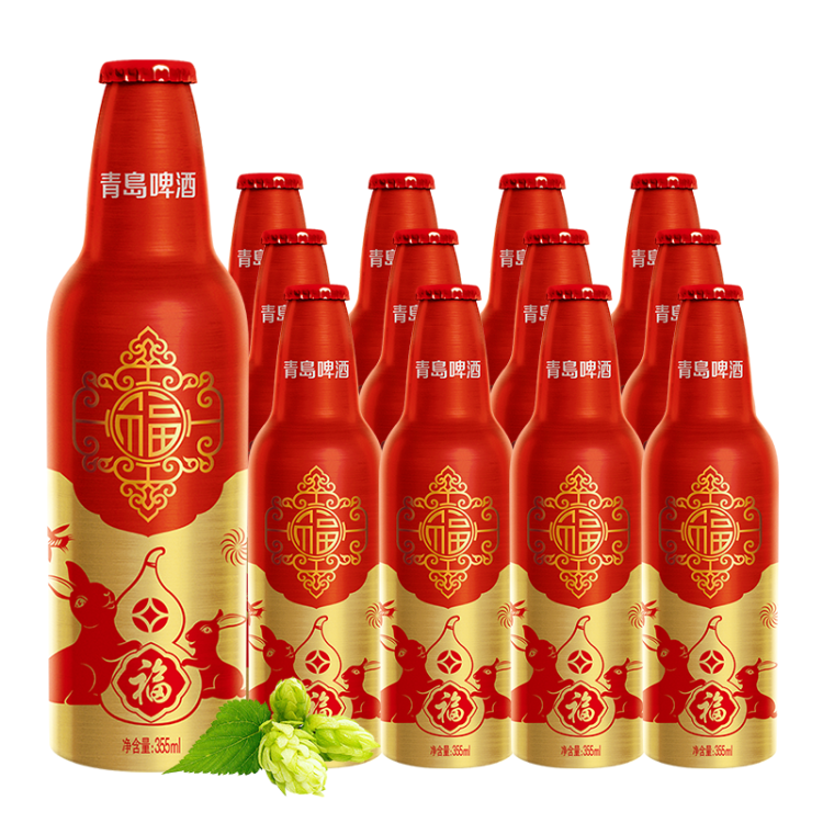 青島啤酒（TsingTao）喜慶 鴻運當頭禮盒355ml*12瓶 常規(guī)版/蛇年生肖版混發(fā) 光明服務(wù)菜管家商品