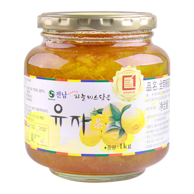 全南 蜂蜜柚子茶 1kg 韩国原产 蜜炼果酱 维C水果茶 搭配早餐 烘焙冲饮调味