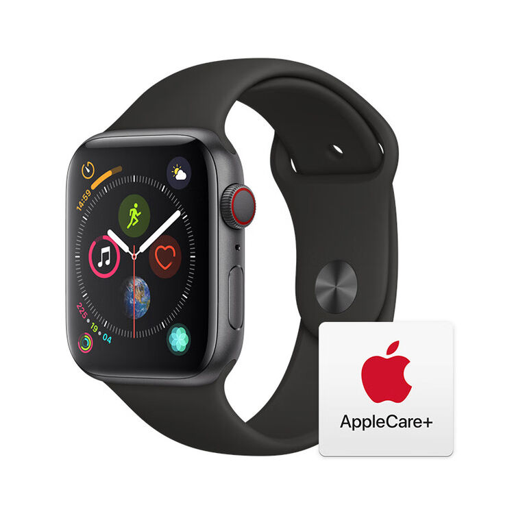Apple Watch Series 4智能手表（GPS+蜂窝款 44毫米深空灰色铝金属表壳 黑色运动型表带 MTVU2CH/A)【图片 价格