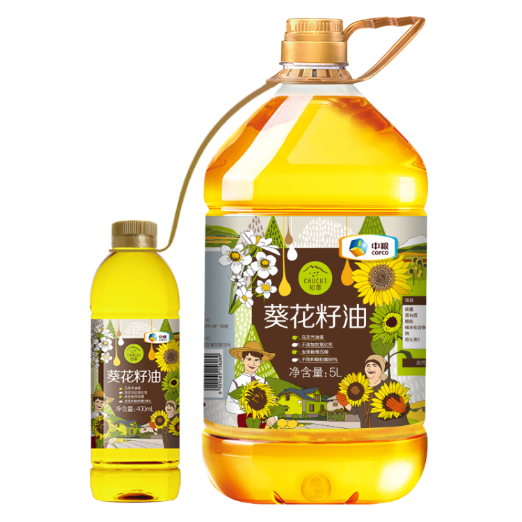 初萃 中粮葵花籽油5L+400mL 一级 物理压榨 充氮保鲜 食用油 菜管家商品 商品图