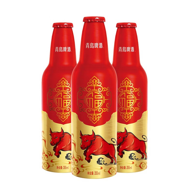 青島啤酒（TsingTao）喜慶 鴻運當頭禮盒355ml*12瓶 常規(guī)版/蛇年生肖版混發(fā) 光明服務(wù)菜管家商品