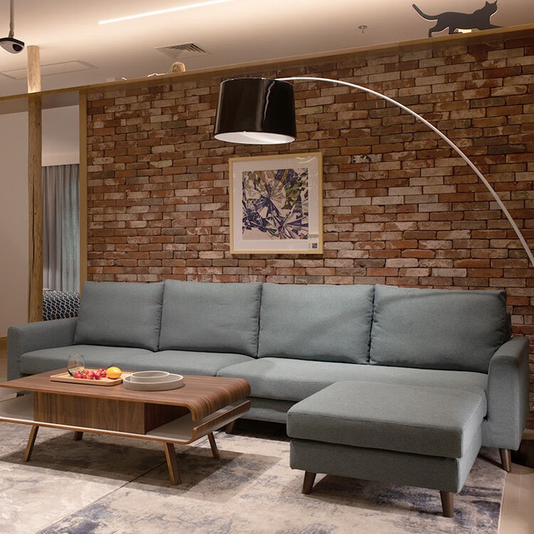 曲美家居北欧布艺沙发客厅整装家具大小户型懒人沙发豆绿色253米小组