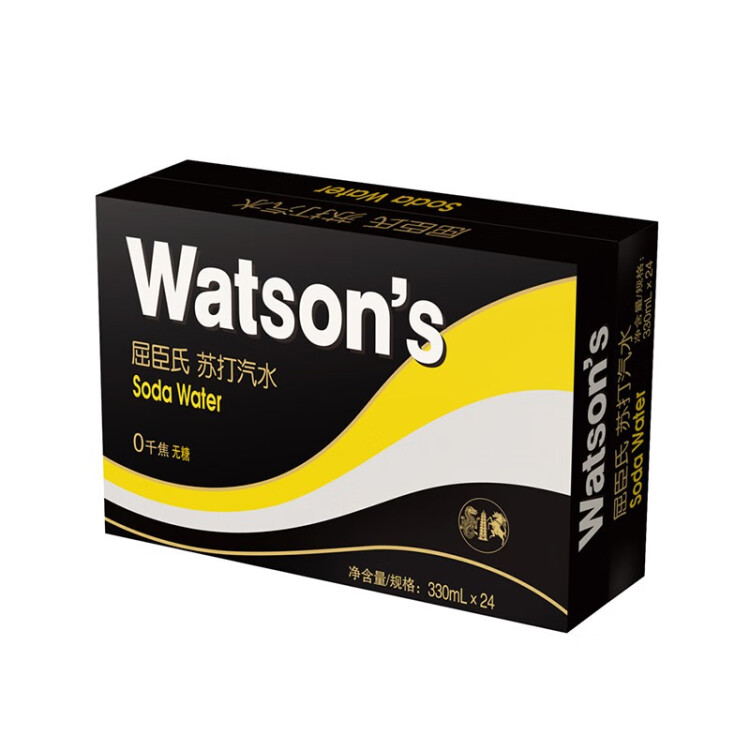 屈臣氏（Watsons）原味無(wú)糖蘇打水0糖0卡0脂汽水飲料健康330mL*24罐整箱裝 光明服務(wù)菜管家商品