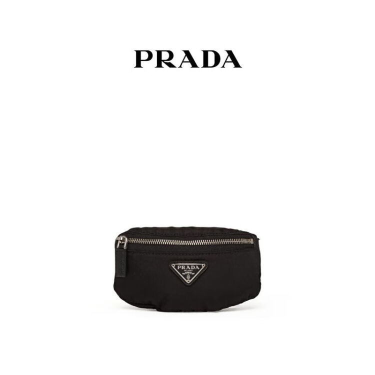 普拉达PRADA 女士黑色织物尼龙迷你腕带式手包1TT095-D02-F0002情人礼物 