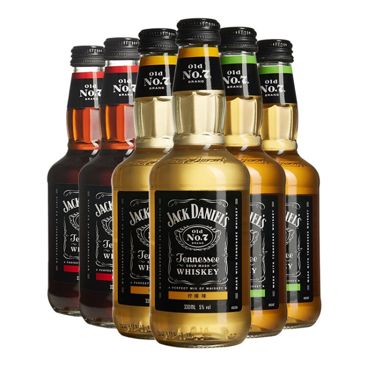 杰克丹尼（Jack Daniels）禮盒裝可樂(lè)+檸檬+蘋(píng)果味330ml*6瓶威士忌預(yù)調(diào)酒 菜管家商品