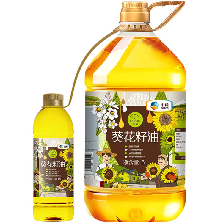 初萃 中粮葵花籽油5L+400mL 一级 物理压榨 充氮保鲜 食用油 菜管家商品 商品图
