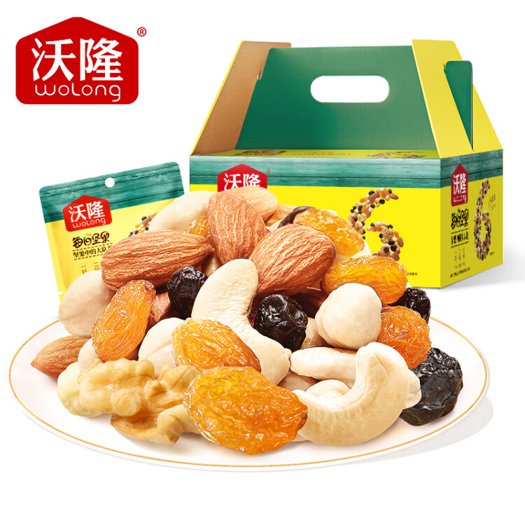 沃隆每日?qǐng)?jiān)果750g/30袋小包裝核桃仁腰果混合干果兒童零食大禮包 菜管家商品