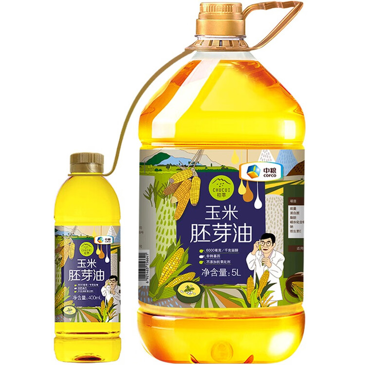 初萃 中粮玉米胚芽油5L+400mL 非转基因 食用油 一级 物理压榨 菜管家商品