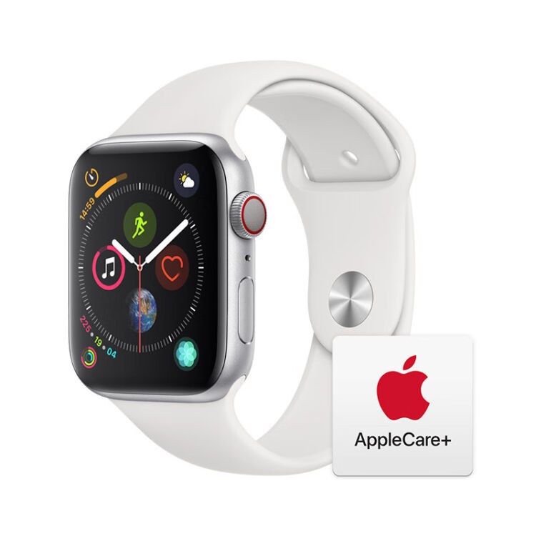 Apple Watch Series 4智能手表（GPS款44毫米银色铝金属表壳白色运动型