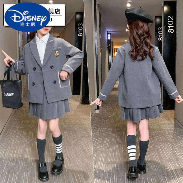 迪士尼 Disney 宝宝的jk小裙裙儿童小西服套装女洋气jk秋冬季女童西装学院风两件套百搭套裙图片色110码 建议身高1米左右 图片价格品牌评论 京东