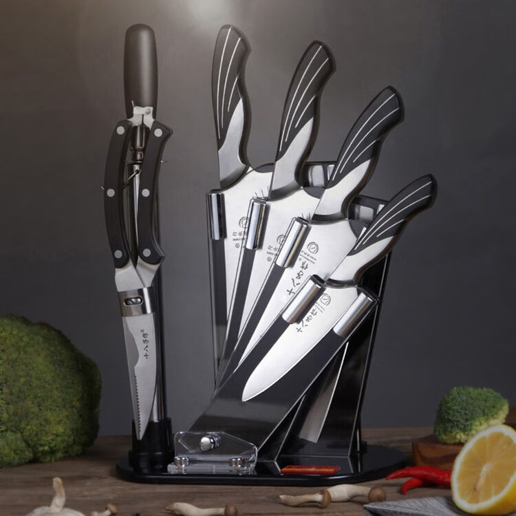 阳江菜刀套装 家用不锈钢刀具 厨房七件套全套菜刀刀具套装组合 雀之