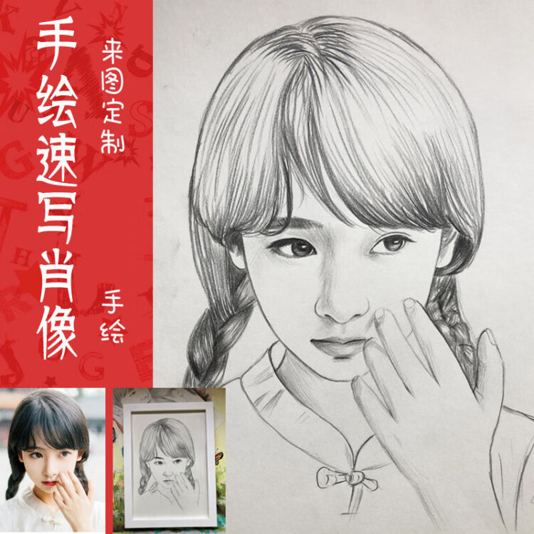 人物素描画像定制真人照片手工手绘头像代画自画像肖像人像画 图片价格品牌评论 京东