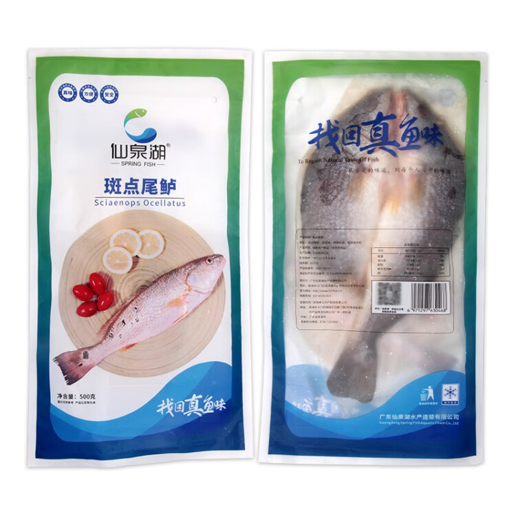 仙泉湖三去斑点尾鲈鱼 500g*1条 净膛冷冻肉厚刺少 海鲜水产食材 菜管家商品