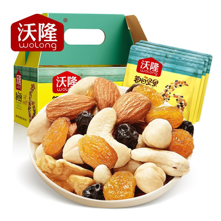 沃隆每日?qǐng)?jiān)果750g/30袋小包裝核桃仁腰果混合干果兒童零食大禮包 菜管家商品