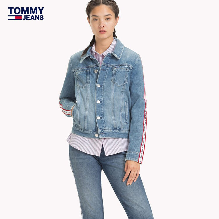 tommyjeans女装春秋牛仔外套dw0dw05924牛仔蓝911m