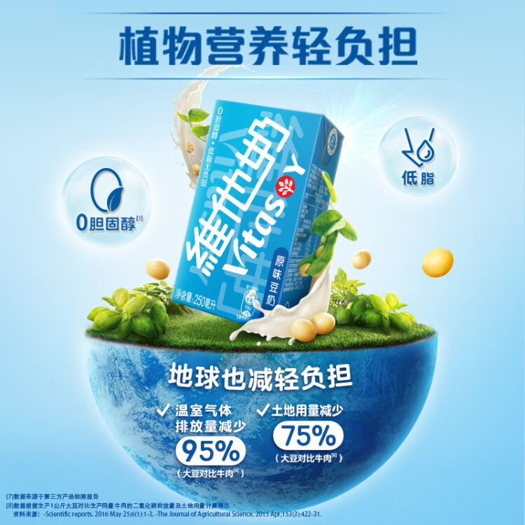 维他奶原味豆奶植物蛋白饮料250ml*24盒营养早餐豆奶家庭备货分享装 光明服务菜管家商品