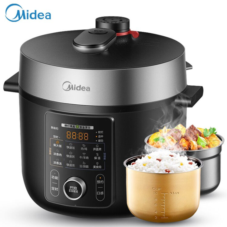 美的（midea）电压力锅家用电压力煲智能电高压锅带蒸格5升双胆电饭锅my Yl50m150【图片 价格 品牌 评论】 京东